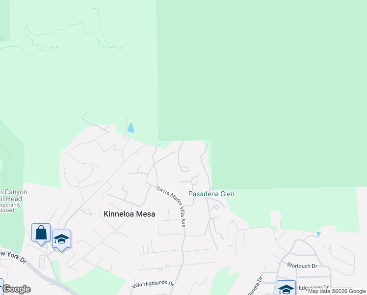 map of restaurants, bars, coffee shops, grocery stores, and more near 2247 Villa Heights Road in Pasadena
