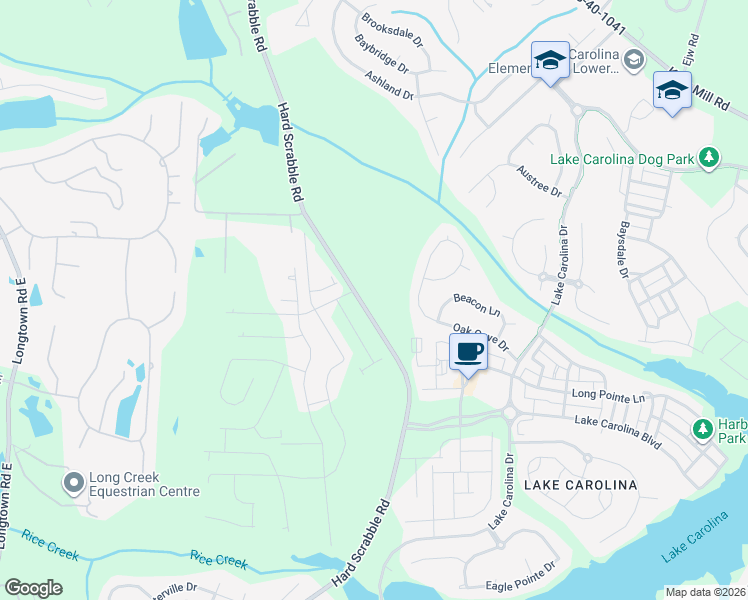 map of restaurants, bars, coffee shops, grocery stores, and more near B HardScrabble Road in Blythewood