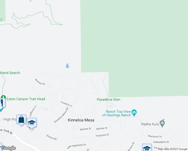 map of restaurants, bars, coffee shops, grocery stores, and more near 2300 Villa Heights Road in Pasadena