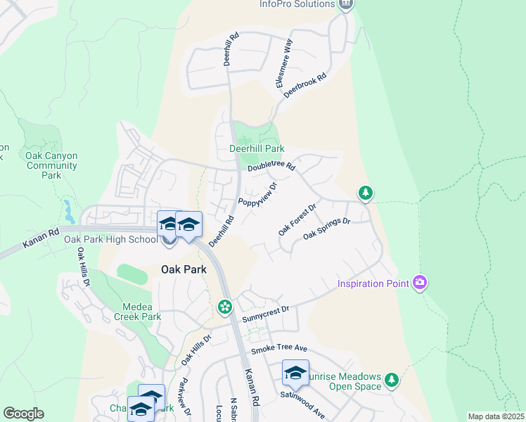 map of restaurants, bars, coffee shops, grocery stores, and more near 6810 Poppyview Drive in Agoura Hills