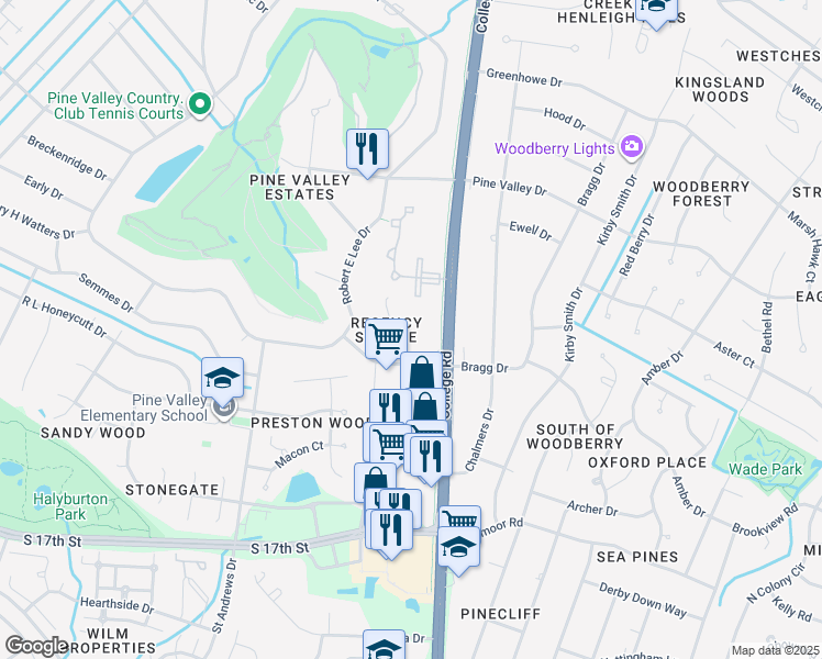 map of restaurants, bars, coffee shops, grocery stores, and more near 731 Sovereign Place in Wilmington