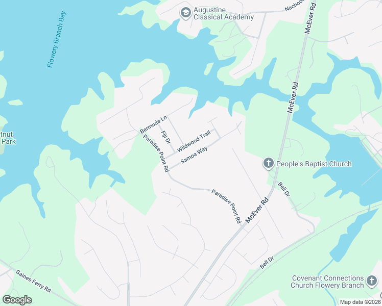 map of restaurants, bars, coffee shops, grocery stores, and more near 6435 Samoa Way in Flowery Branch