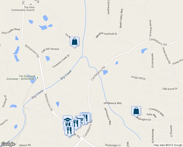 map of restaurants, bars, coffee shops, grocery stores, and more near 4980 Fenwick Drive in Cumming