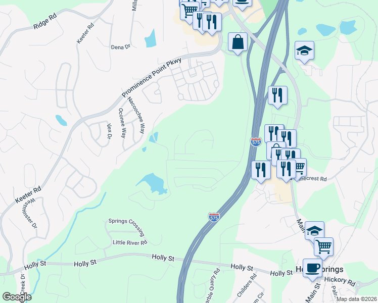 map of restaurants, bars, coffee shops, grocery stores, and more near 209 Hidden Creek Point in Canton