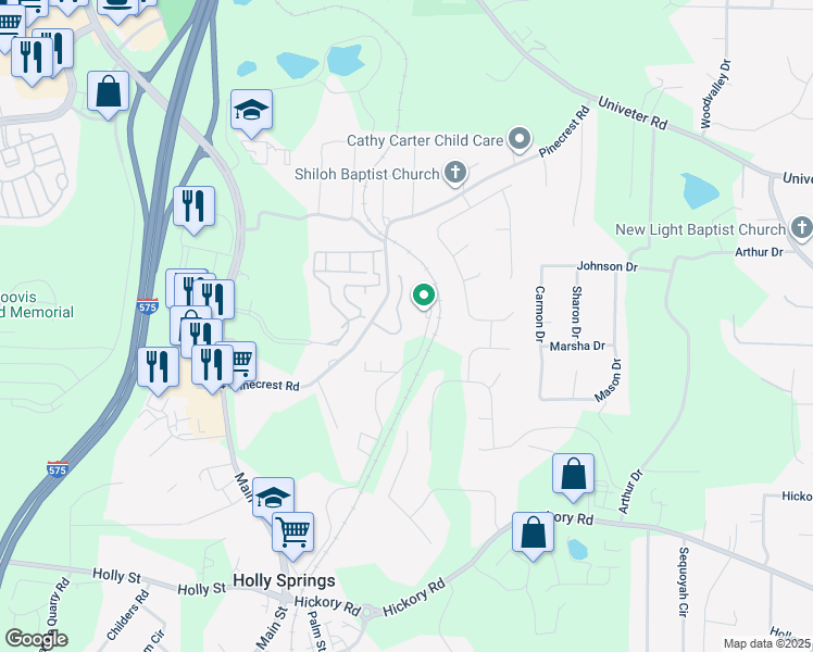 map of restaurants, bars, coffee shops, grocery stores, and more near 124 Cypress Court in Canton