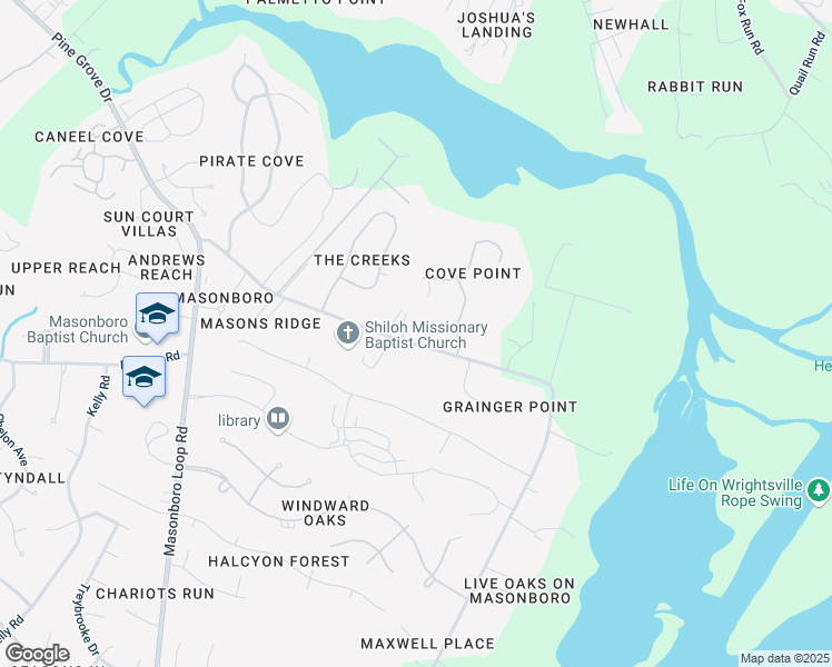 map of restaurants, bars, coffee shops, grocery stores, and more near 7094-7096 Masonboro Sound Rd in Wilmington