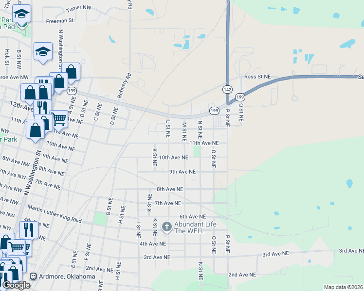 map of restaurants, bars, coffee shops, grocery stores, and more near 1207 10th Avenue Northeast in Ardmore