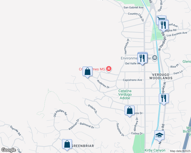 map of restaurants, bars, coffee shops, grocery stores, and more near 1308 Opechee Way in Glendale