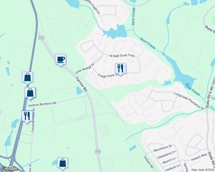 map of restaurants, bars, coffee shops, grocery stores, and more near 61 Oakvale Court in Blythewood