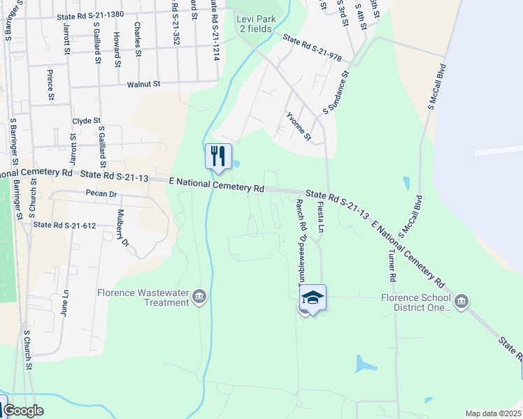 map of restaurants, bars, coffee shops, grocery stores, and more near 62 Noisy Lane in Florence