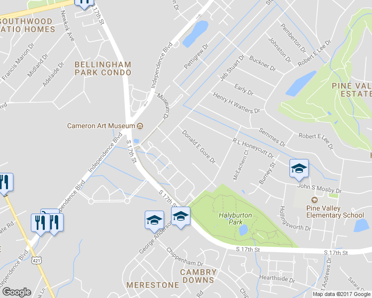 map of restaurants, bars, coffee shops, grocery stores, and more near 2311 Charles Paine Drive in Wilmington