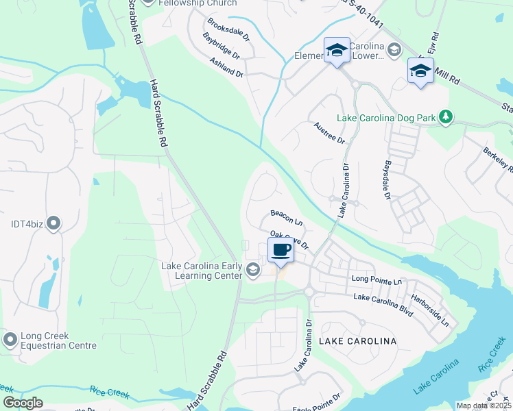 map of restaurants, bars, coffee shops, grocery stores, and more near 105 Beacon Lane in Columbia
