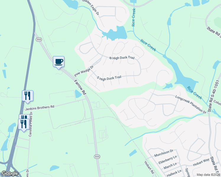 map of restaurants, bars, coffee shops, grocery stores, and more near 61 Oakvale Court in Blythewood