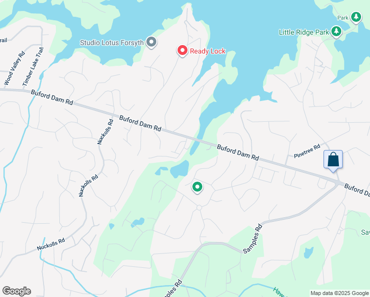 map of restaurants, bars, coffee shops, grocery stores, and more near 1950 Buford Dam Road in Cumming
