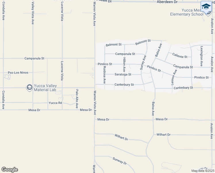 map of restaurants, bars, coffee shops, grocery stores, and more near 3893 Ruidosa Avenue in Yucca Valley