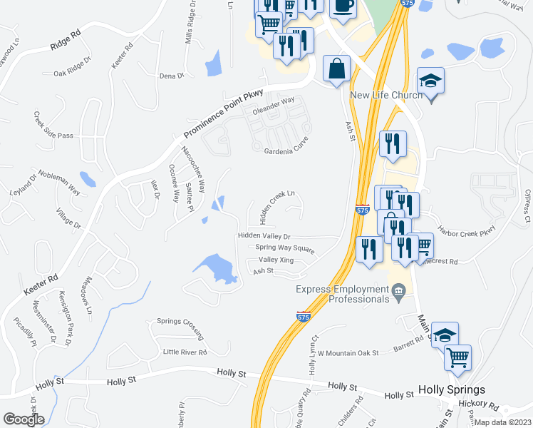 map of restaurants, bars, coffee shops, grocery stores, and more near 306 Hidden Creek Lane in Canton
