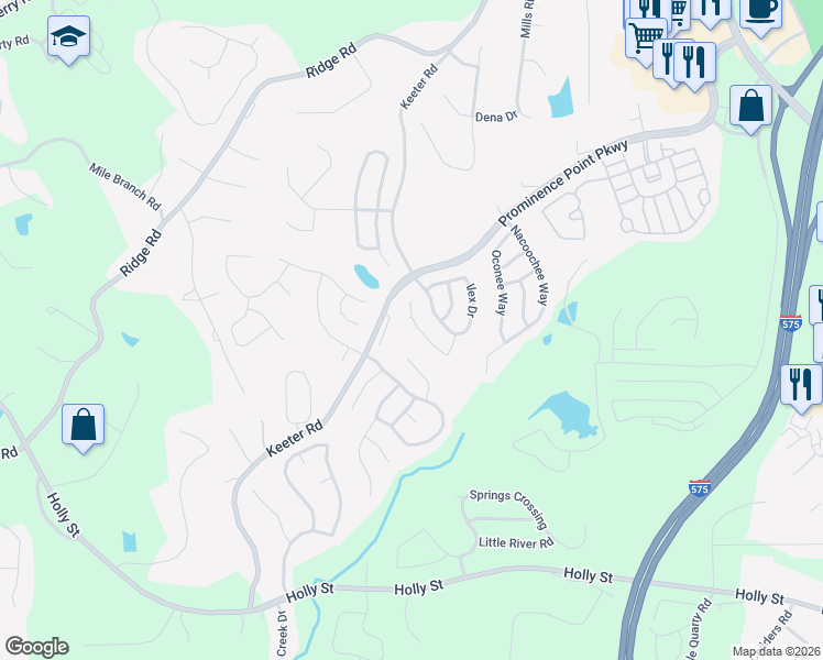 map of restaurants, bars, coffee shops, grocery stores, and more near 241 Osmanthus Way in Canton
