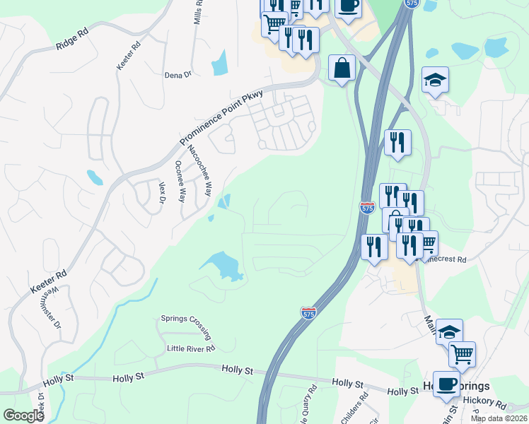 map of restaurants, bars, coffee shops, grocery stores, and more near 311 Hidden Creek Lane in Canton