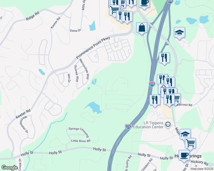 map of restaurants, bars, coffee shops, grocery stores, and more near 112 Hidden Creek Drive in Canton
