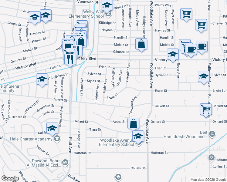 map of restaurants, bars, coffee shops, grocery stores, and more near 6234 Jackie Avenue in Los Angeles
