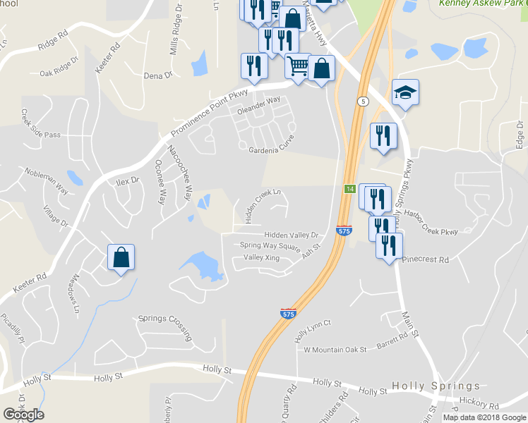 map of restaurants, bars, coffee shops, grocery stores, and more near 413 Hidden Creek Court in Canton