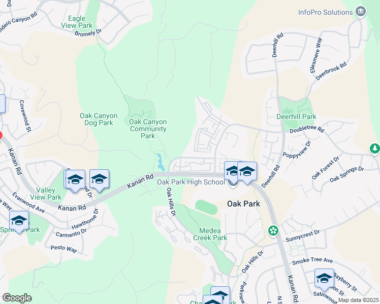 map of restaurants, bars, coffee shops, grocery stores, and more near 653 Oak Run Trail in Oak Park