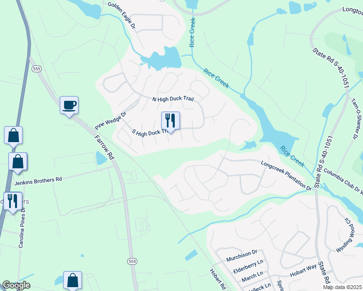 map of restaurants, bars, coffee shops, grocery stores, and more near 626 Harlequin Court in Blythewood