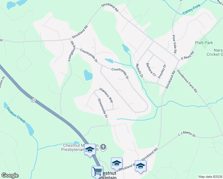map of restaurants, bars, coffee shops, grocery stores, and more near 4715 Quiet Meadow Lane in Flowery Branch