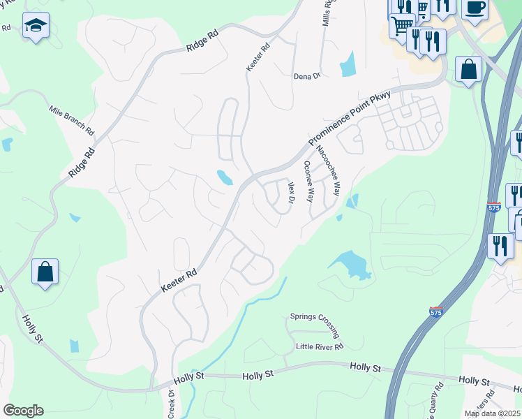 map of restaurants, bars, coffee shops, grocery stores, and more near 220 Osmanthus Way in Canton