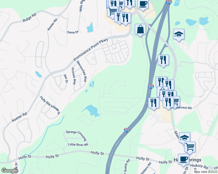 map of restaurants, bars, coffee shops, grocery stores, and more near 315 Hidden Creek Lane in Canton