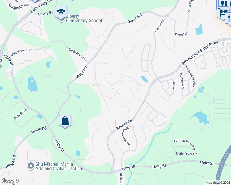 map of restaurants, bars, coffee shops, grocery stores, and more near 525 Gardenview Road in Canton