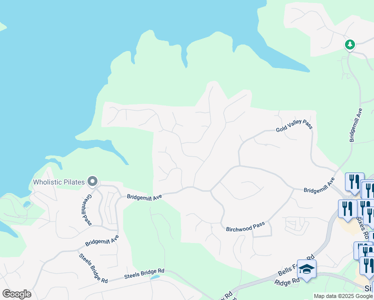 map of restaurants, bars, coffee shops, grocery stores, and more near 310 Woodbrook Crest in Canton