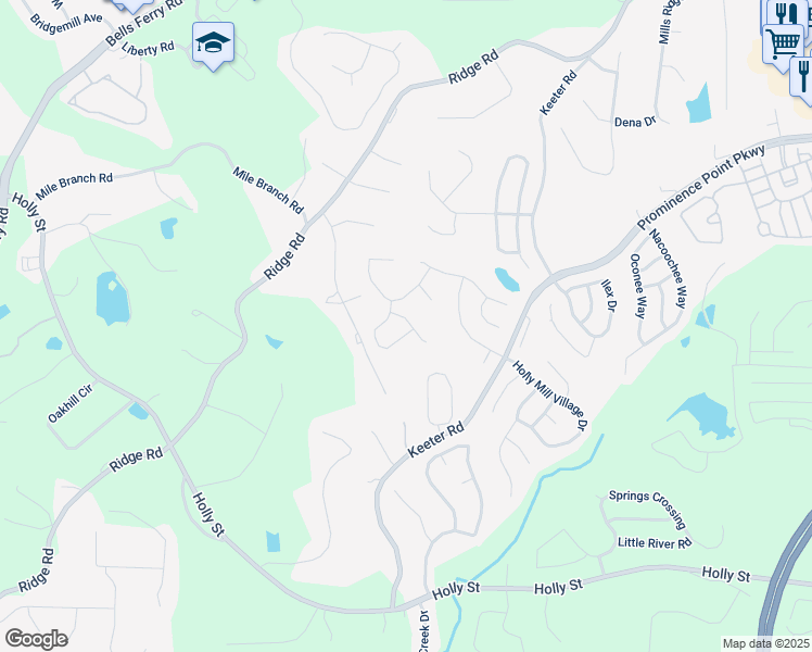 map of restaurants, bars, coffee shops, grocery stores, and more near 525 Gardenview Road in Canton