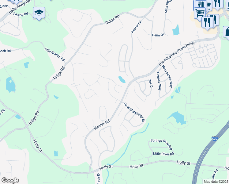 map of restaurants, bars, coffee shops, grocery stores, and more near 612 Cobblestone Circle in Canton