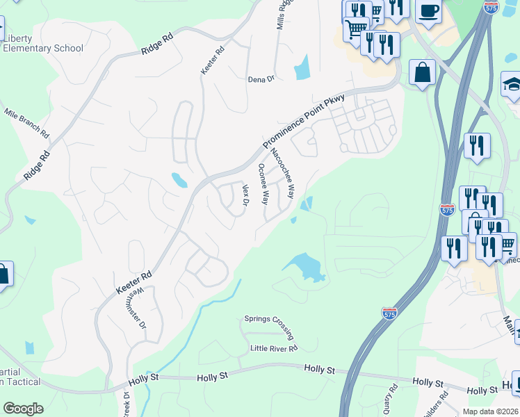 map of restaurants, bars, coffee shops, grocery stores, and more near 162 Ilex Drive in Canton