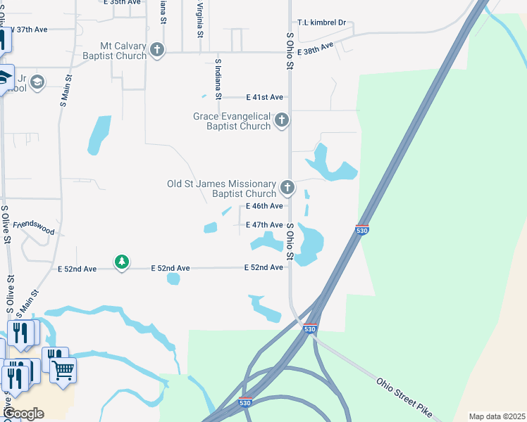 map of restaurants, bars, coffee shops, grocery stores, and more near 1311 East 46th Avenue in Pine Bluff