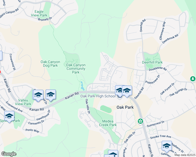 map of restaurants, bars, coffee shops, grocery stores, and more near 653 Oak Run Trail in Oak Park