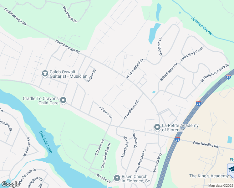map of restaurants, bars, coffee shops, grocery stores, and more near 1726 Oakdale Terrace Boulevard in Florence