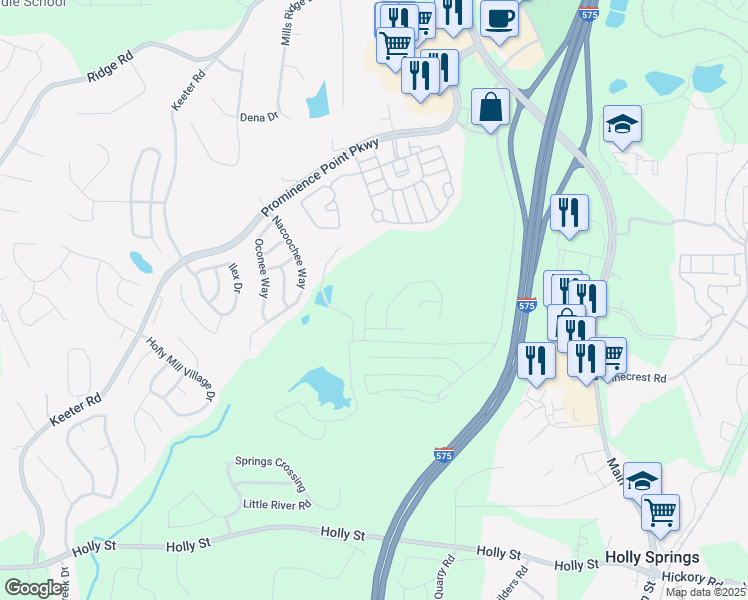 map of restaurants, bars, coffee shops, grocery stores, and more near 120 Hidden Creek Drive in Canton
