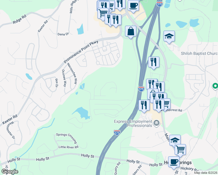 map of restaurants, bars, coffee shops, grocery stores, and more near 408 Hidden Creek Court in Canton