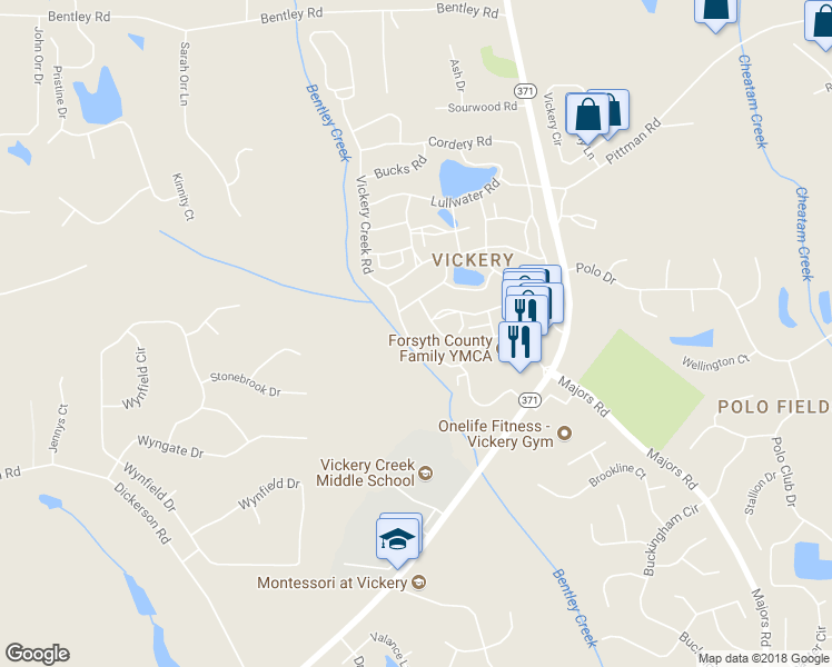 map of restaurants, bars, coffee shops, grocery stores, and more near 6210 Vickery Creek Road in Cumming