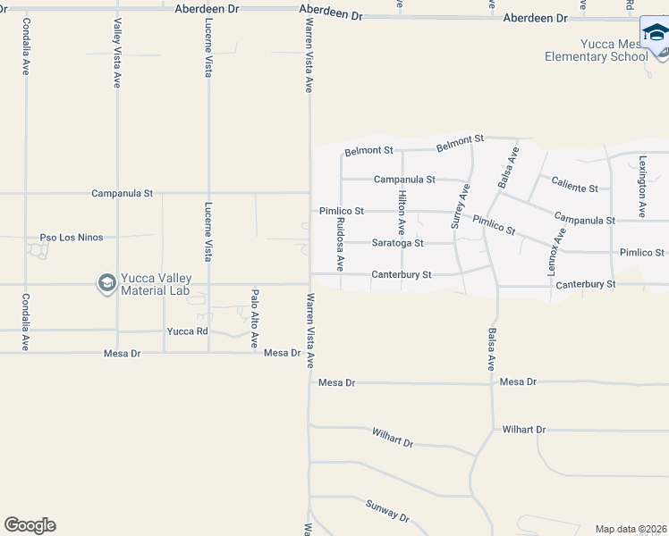 map of restaurants, bars, coffee shops, grocery stores, and more near 3834 Ruidosa Avenue in Yucca Valley