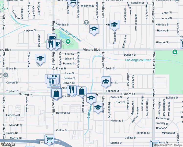 map of restaurants, bars, coffee shops, grocery stores, and more near 6242 Wynne Avenue in Los Angeles