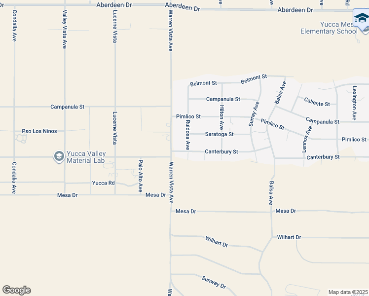 map of restaurants, bars, coffee shops, grocery stores, and more near 3848 Ruidosa Avenue in Yucca Valley