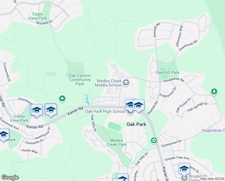 map of restaurants, bars, coffee shops, grocery stores, and more near 5785 Oak Bank Trail in Oak Park