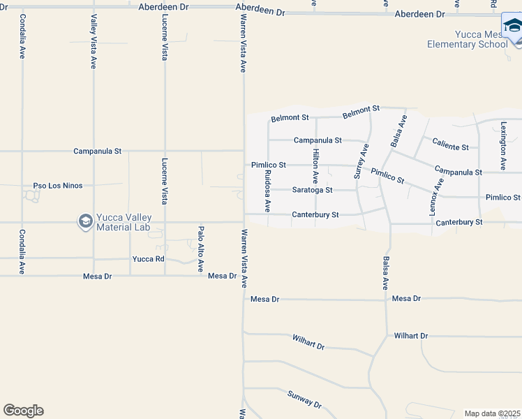 map of restaurants, bars, coffee shops, grocery stores, and more near 3848 Ruidosa Avenue in Yucca Valley