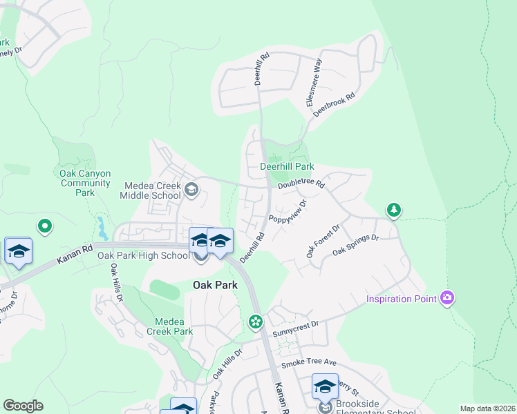 map of restaurants, bars, coffee shops, grocery stores, and more near 6613 Poppyview Drive in Oak Park