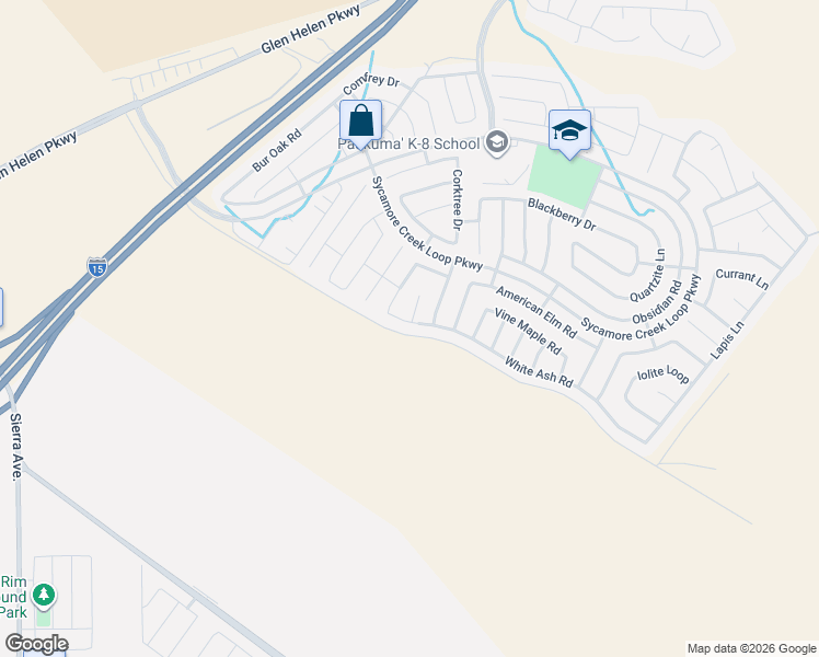 map of restaurants, bars, coffee shops, grocery stores, and more near 3597 White Ash Road in San Bernardino