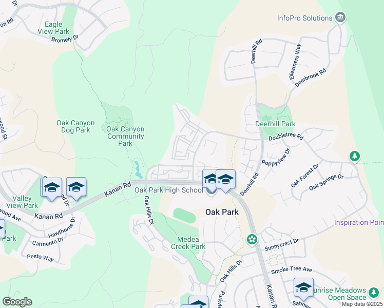 map of restaurants, bars, coffee shops, grocery stores, and more near 5816 Freebird Lane in Oak Park