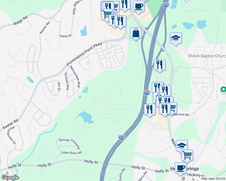 map of restaurants, bars, coffee shops, grocery stores, and more near 408 Hidden Creek Court in Canton